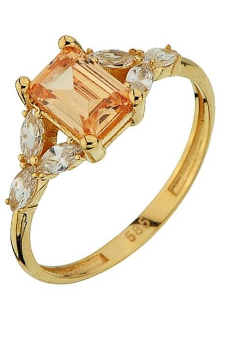 Bague en or massif avec pierres précieuses baguette | 14K (585) | 2,24 grammes