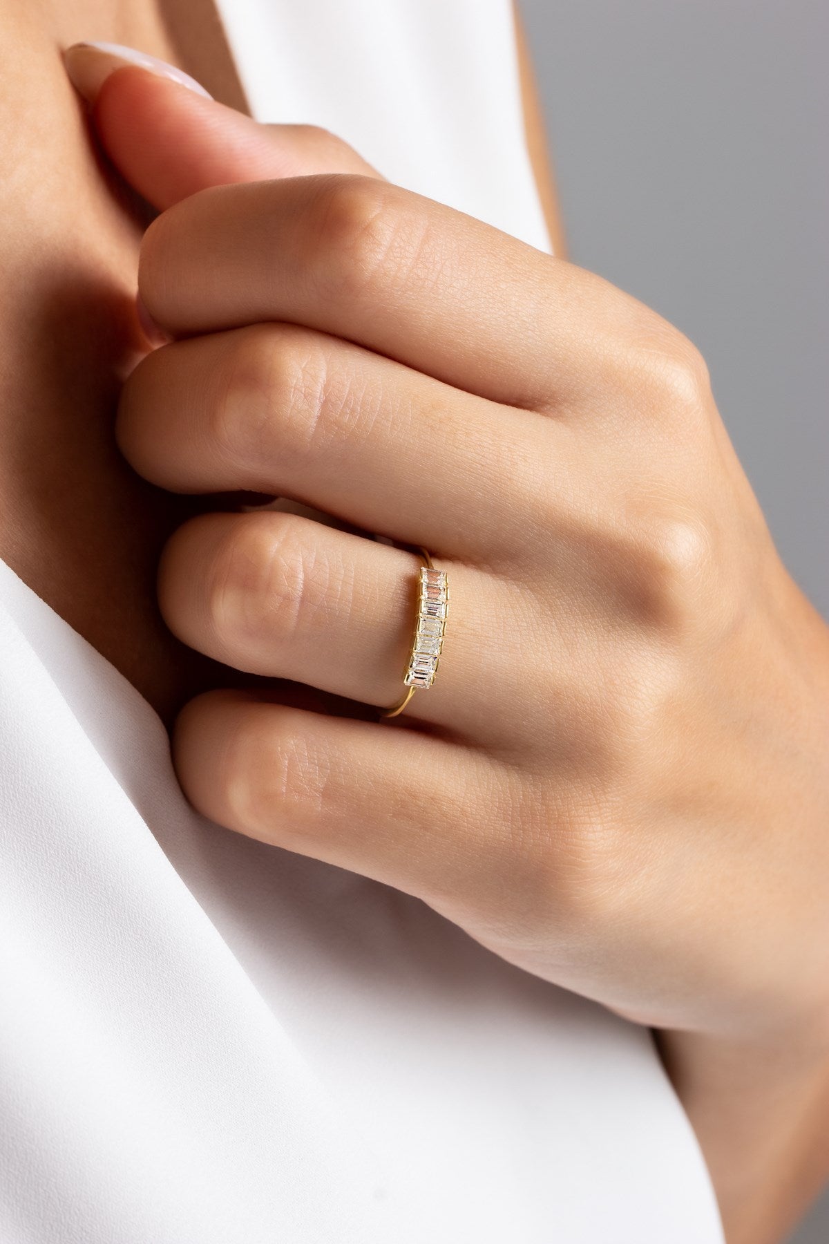 Solid Gold Baguette Gemstone Ring