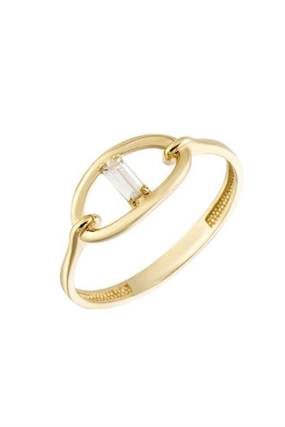 Bague en or massif avec pierres précieuses baguette | 14K (585) | 1.28gr