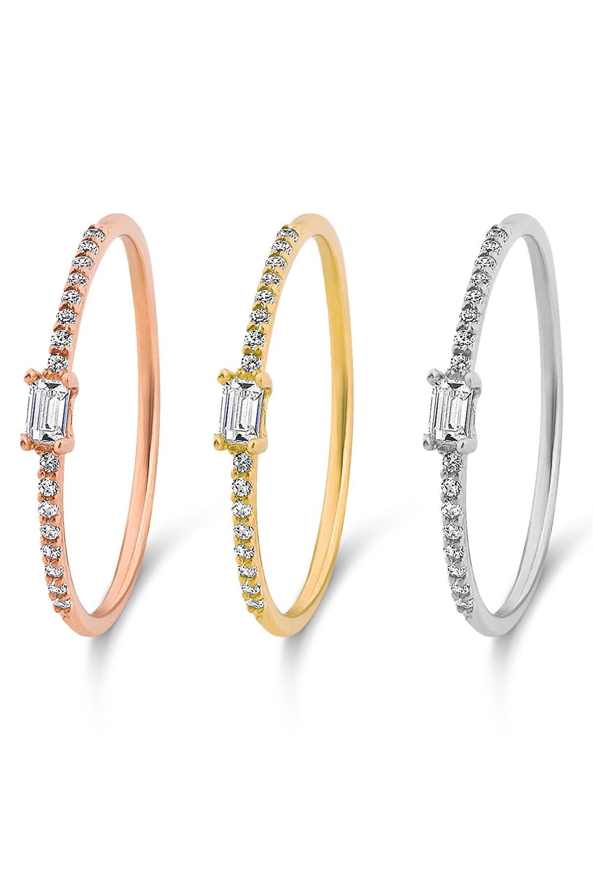 Solid Gold Baguette Gemstone Ring