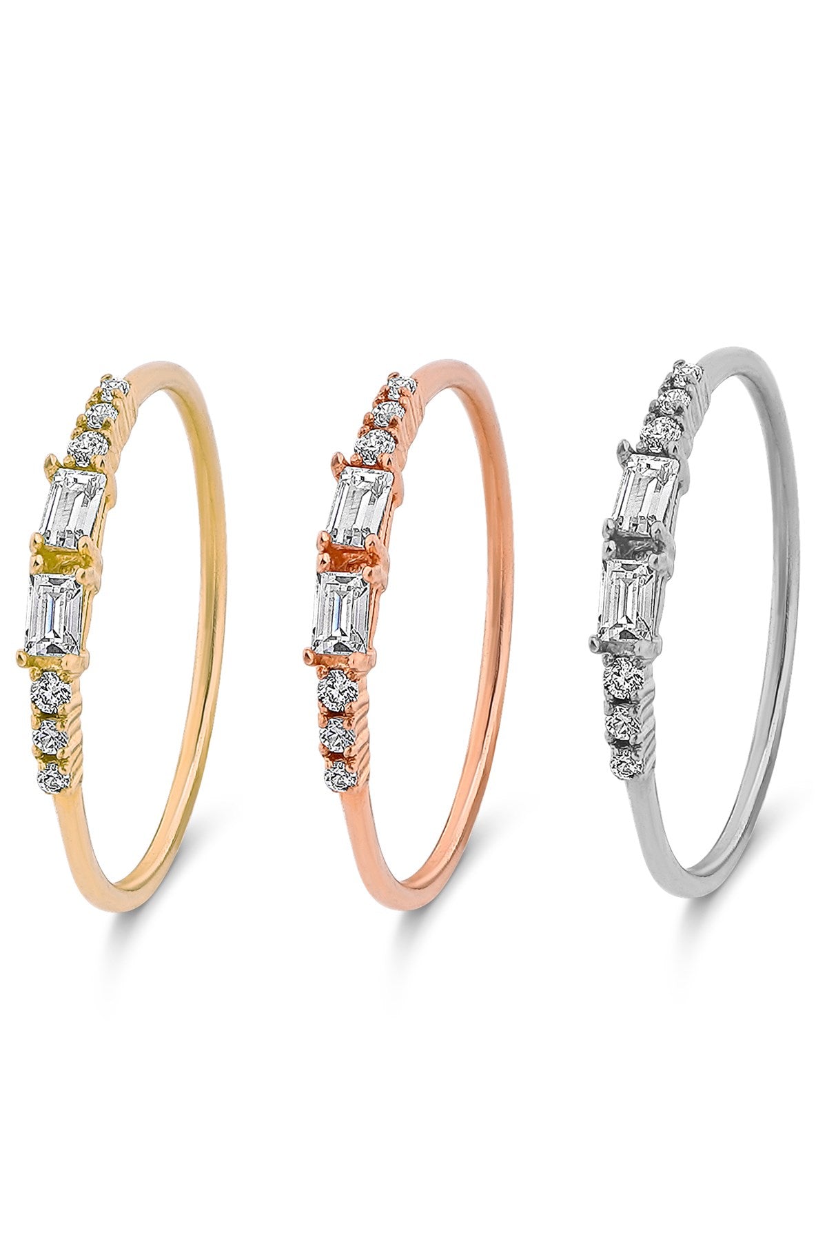 Solid Gold Baguette Gemstone Ring