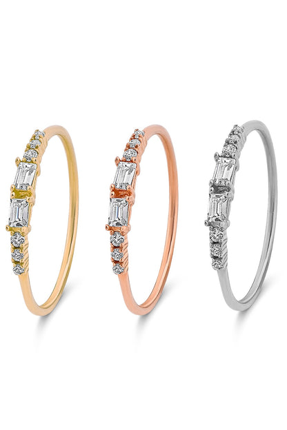 Solid Gold Baguette Gemstone Ring