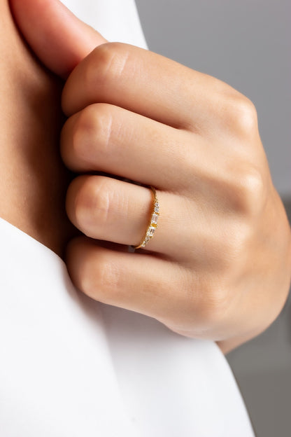 Solid Gold Baguette Gemstone Ring