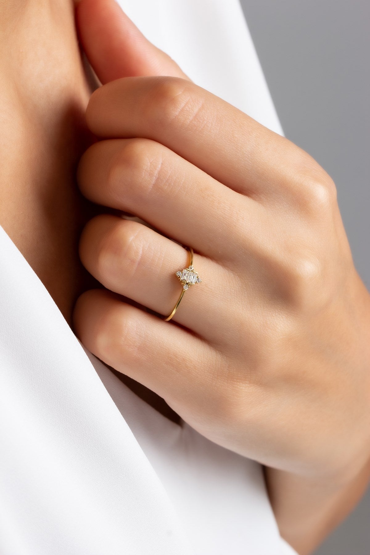 Solid Gold Baguette Gemstone Ring