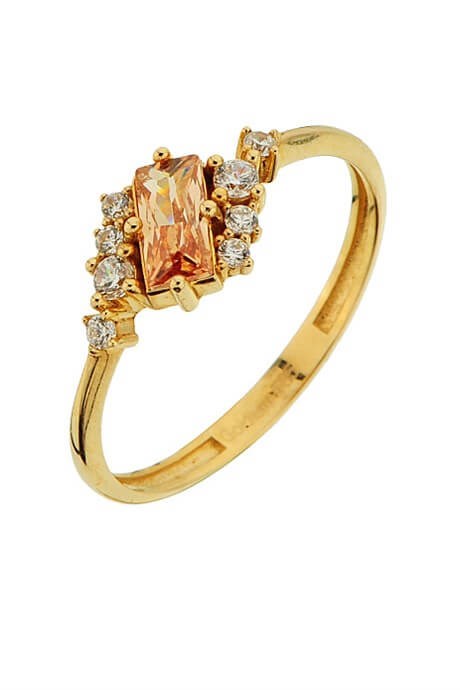 Bague en or massif avec pierres précieuses baguette | 14K (585) | 1,58 g