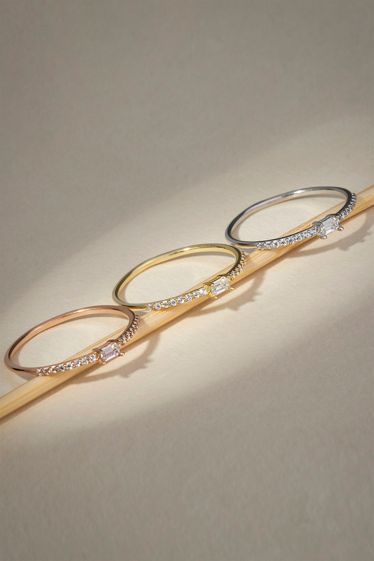 Solid Gold Baguette Gemstone Ring