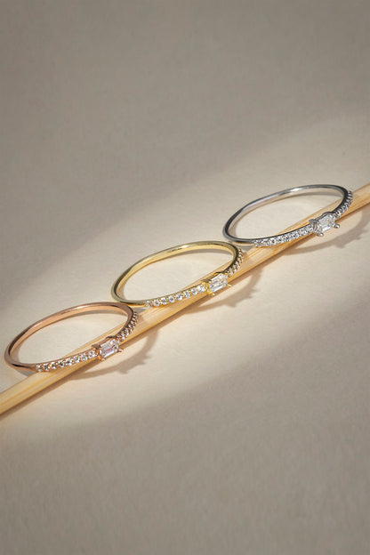 Solid Gold Baguette Gemstone Ring