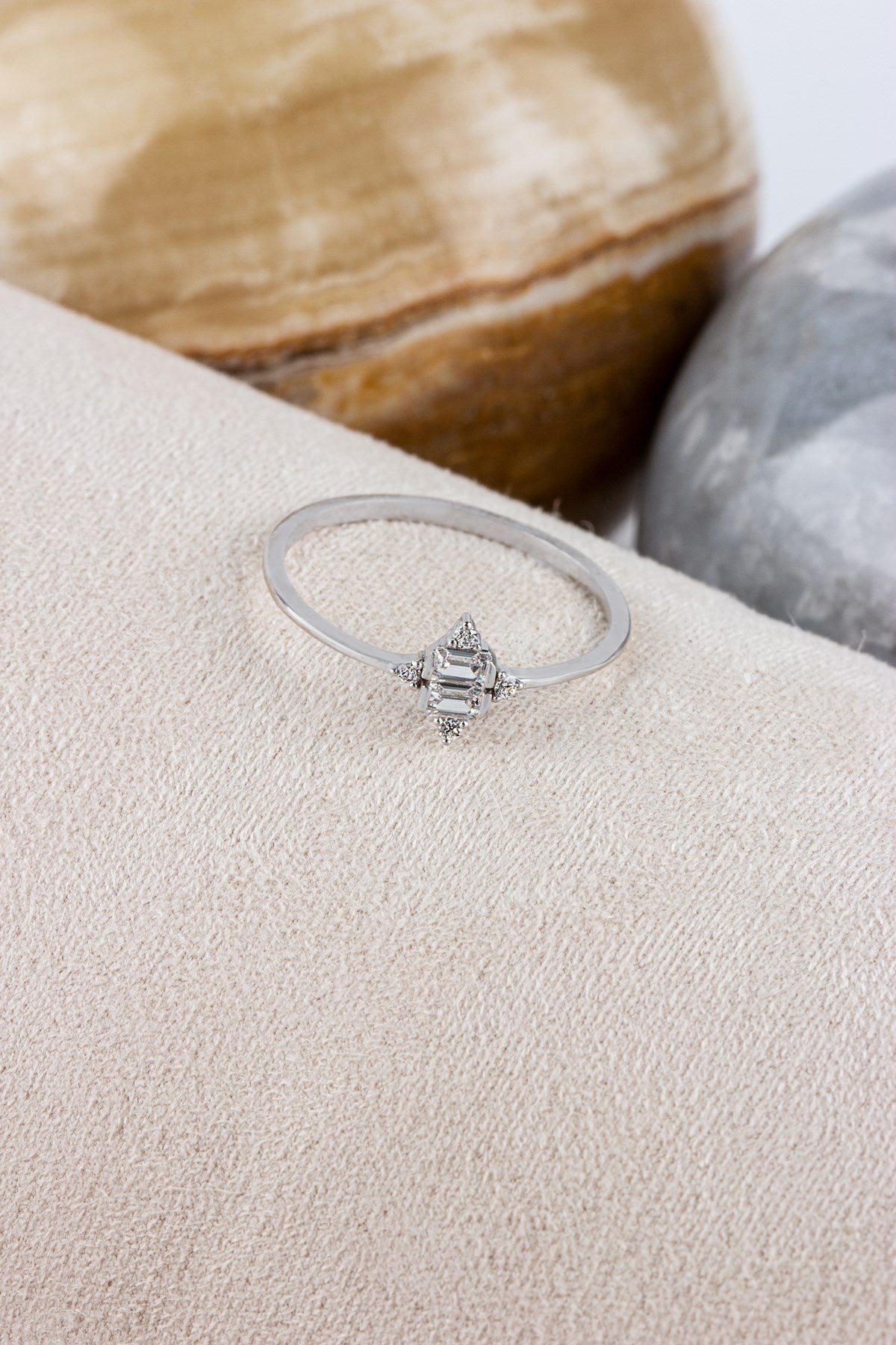 Solid Gold Baguette Gemstone Ring