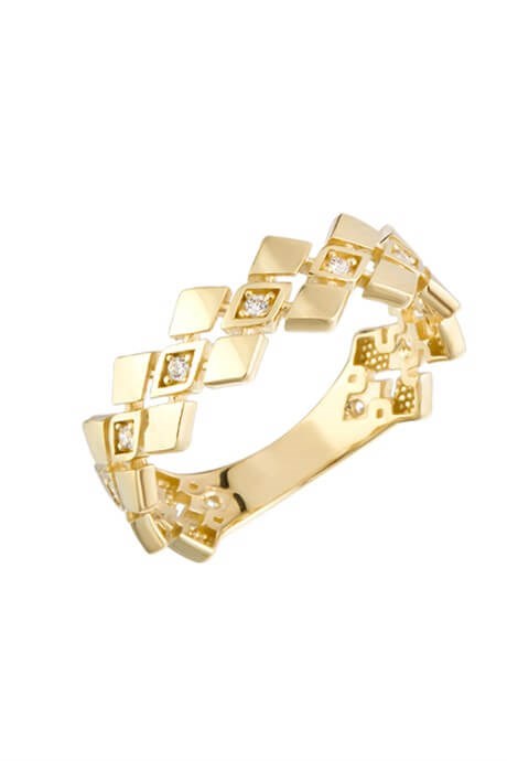 Solid Gold Diamond Pattern Ring | 14K (585) | 2.56 gr