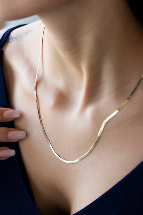 Solid Gold Herringbone Necklace | 14K (585) | 4.40 gr
