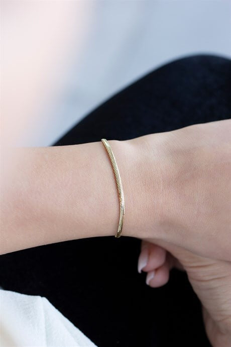 Solid Gold Herringbone Chain Bracelet | 14K (585) | 2.85 gr