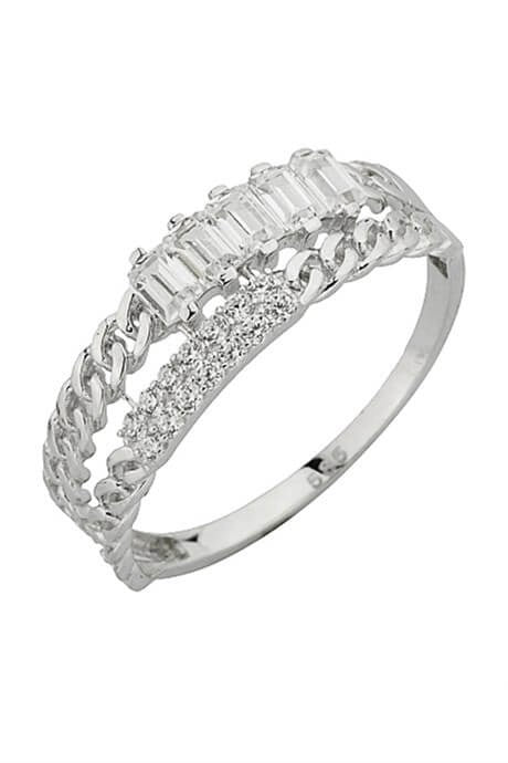 Bague baguette cinq pierres en or massif | 14K (585) | 1,66 g