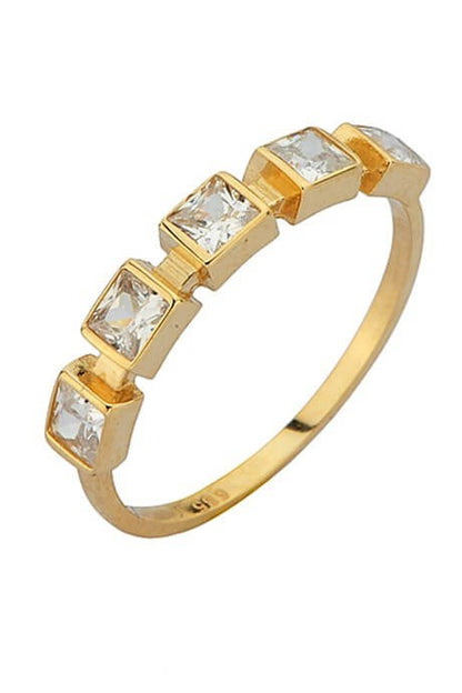 Solid Gold Five Stone Ring | 14K (585) | 1.51 gr