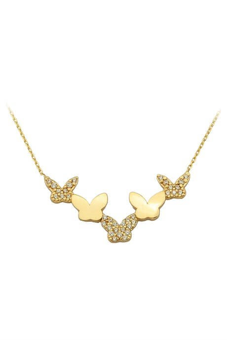 Collier papillon quintette en or massif | 14K (585) | 2,06 grammes