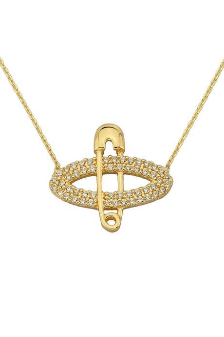 Solid Gold Safety Pin Necklace | 14K (585) | 2.72 gr