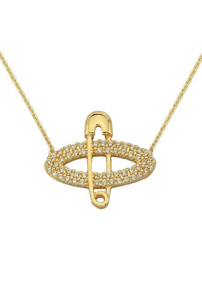 Solid Gold Safety Pin Necklace | 14K (585) | 2.72 gr