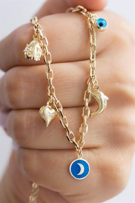 Solid Gold Charm Necklace | 14K (585) | 6.49 gr