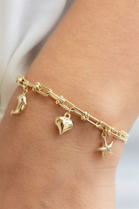 Bracelet coeur en or massif | 14K (585) | 3,85 grammes