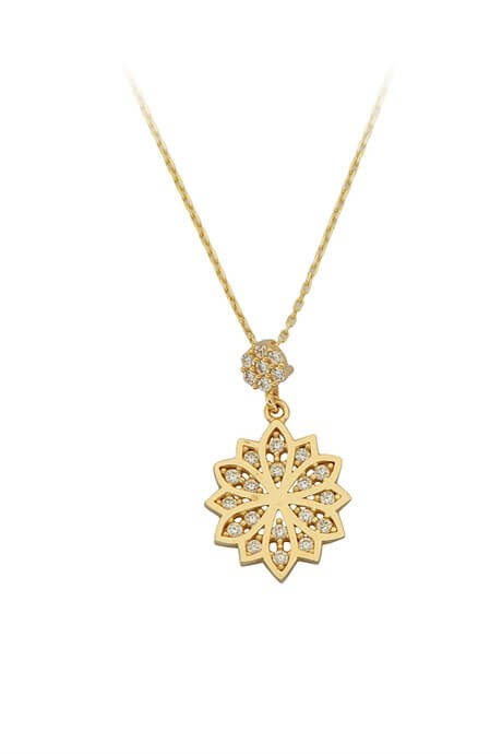 Solid Gold Flower Necklace | 14K (585) | 2.18 gr