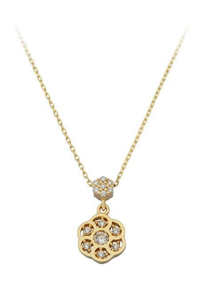 Solid Gold Flower Necklace | 14K (585) | 1.83 gr