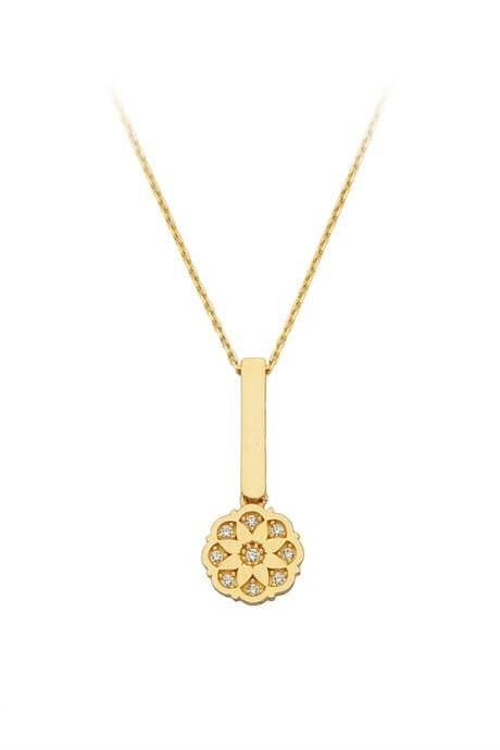 Solid Gold Flower Necklace | 14K (585) | 2.11 gr