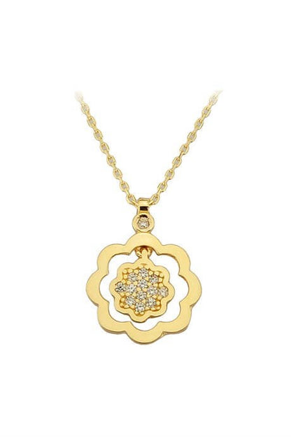 Solid Gold Flower Necklace | 14K (585) | 1.75 gr