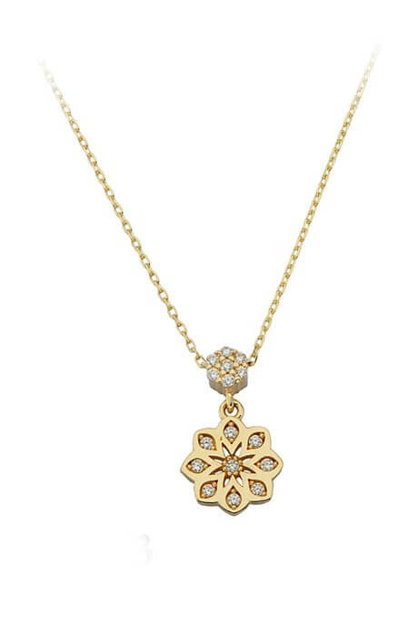 Solid Gold Flower Necklace | 14K (585) | 1.74 gr