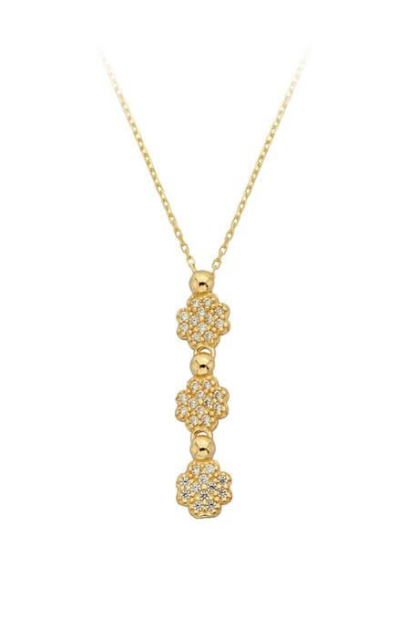 Solid Gold Flower Design Necklace | 14K (585) | 1.87 gr