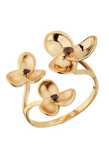 Solid Gold Flower Ring | 14K (585) | 3.76 gr | Adjustable Ring