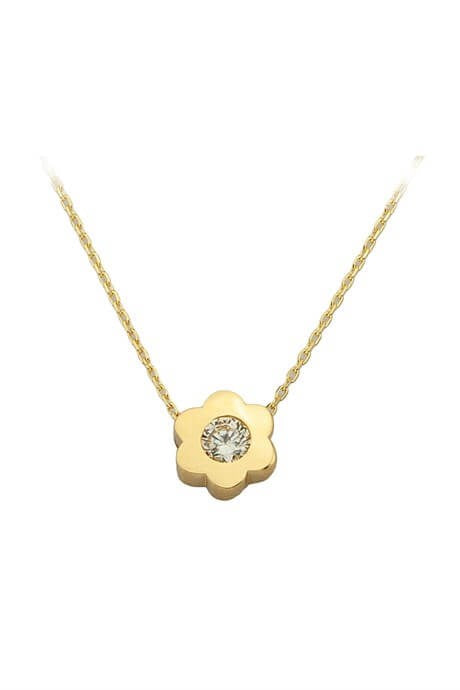 Solid Gold Flower Necklace | 14K (585) | 1.73 gr