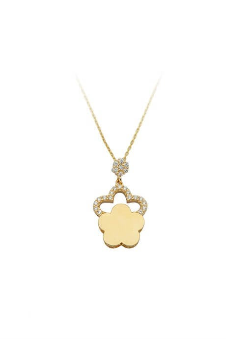 Collar de flor de oro macizo | 14K (585) | 2,82 gramos