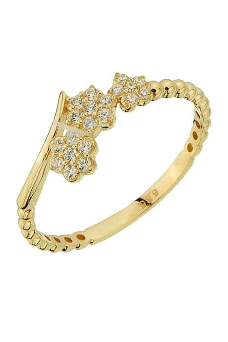 Solid Gold Flower Design Ring | 14K (585) | 1.36 gr