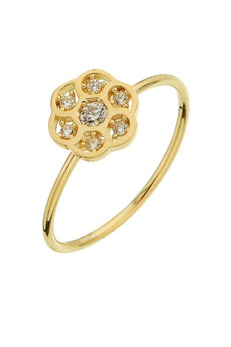 Solid Gold Flower Design Ring | 14K (585) | 1.30 gr