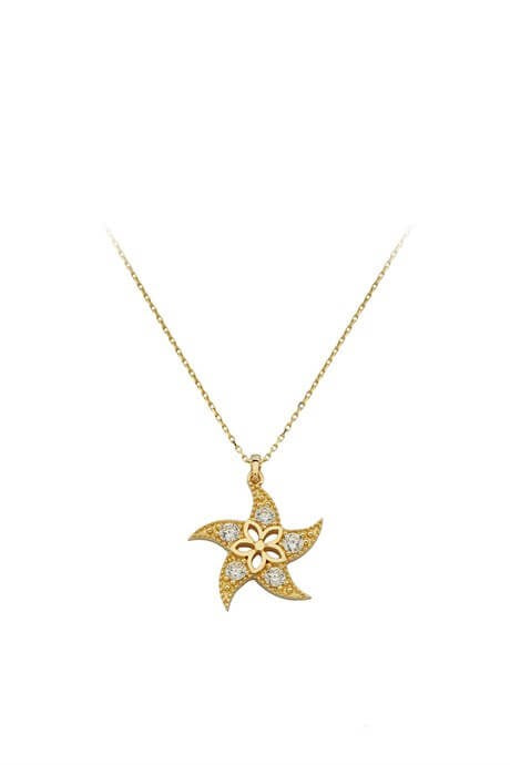 Solid Gold Flower Star Necklace | 14K (585) | 2.42 gr