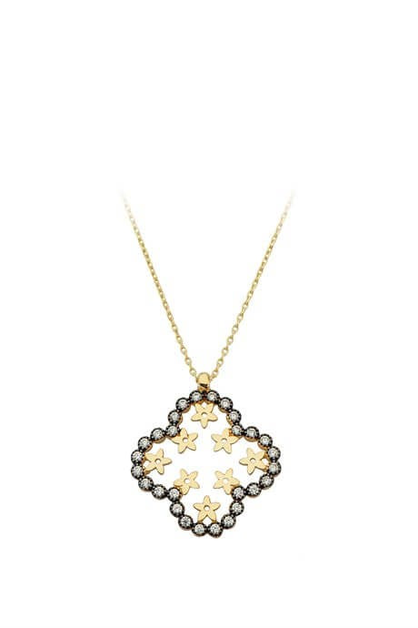 Collier trèfle fleur en or massif | 14K (585) | 2,63 grammes