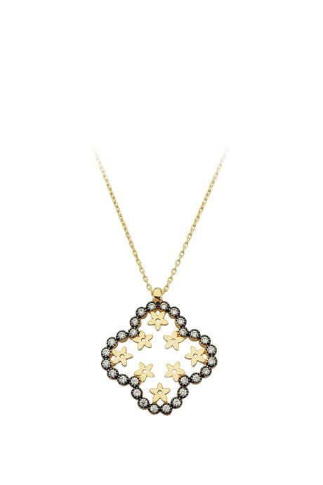 Solid Gold Flower Clover Necklace | 14K (585) | 2.63 gr