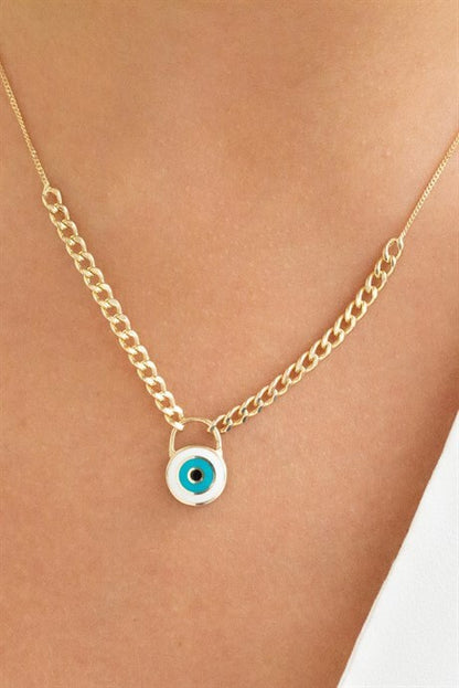 Solid Gold Double-Sided Evil Eye Necklace | 14K (585) | 5.20 gr