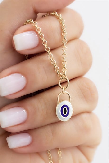 Solid Gold Double-Sided Evil Eye Necklace | 14K (585) | 3.58 gr