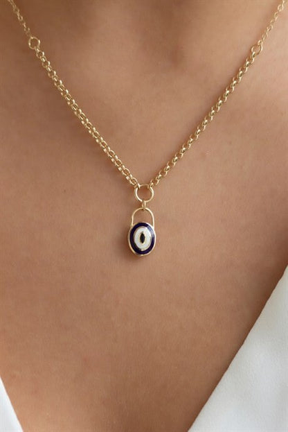 Solid Gold Double-Sided Evil Eye Necklace | 14K (585) | 3.58 gr