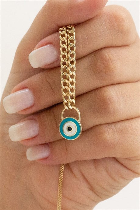 Solid Gold Double-Sided Evil Eye Necklace | 14K (585) | 5.20 gr