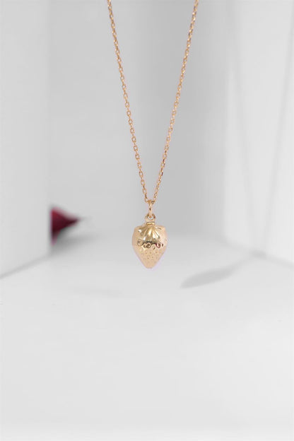 Solid Gold Strawberry Necklace