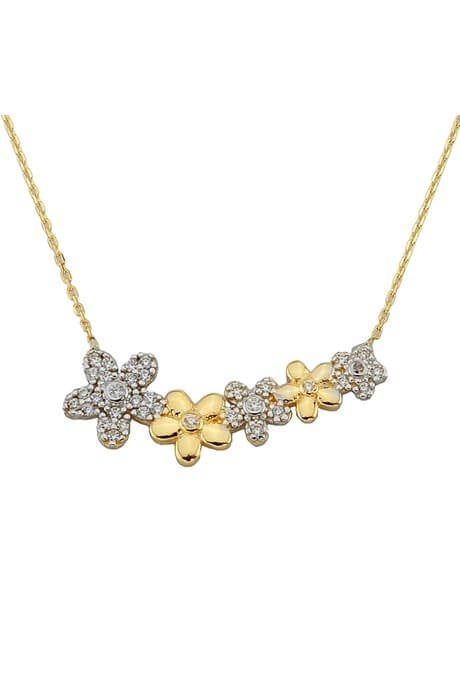 Solid Gold Multiple Flower Necklace | 14K (585) | 2.54 gr