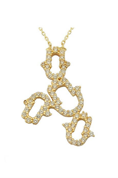 Solid Gold Multiple Hand of Fatima (Hamsa) Necklace | 14K (585) | 2.20 gr