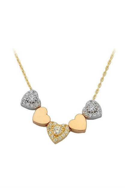 Solid Gold Multiple Heart Necklace | 14K (585) | 2.65 gr