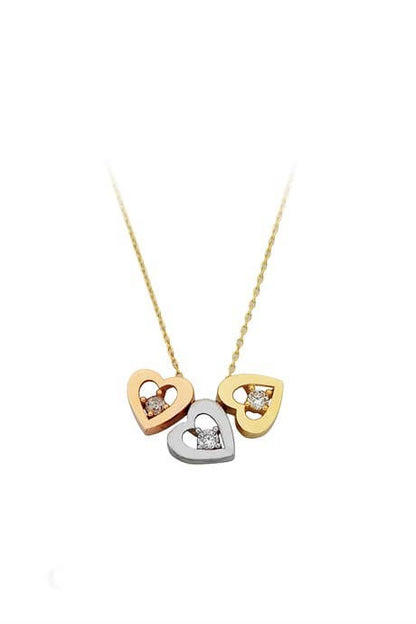 Solid Gold Multiple Heart Necklace | 14K (585) | 2.70 gr