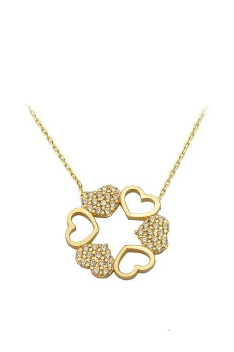 Solid Gold Multiple Heart Necklace | 14K (585) | 2.08 gr