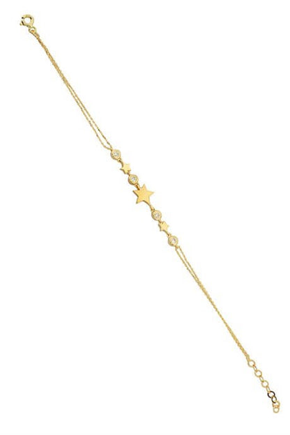 Solid Gold Multiple Star Bracelet | 14K (585) | 2.50 gr