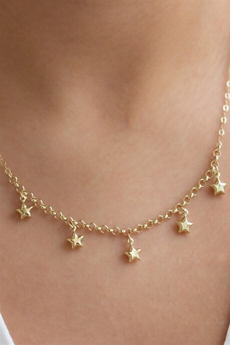 Collar de estrella múltiple de oro macizo | 14K (585) | 4,04 gramos