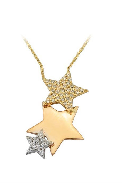 Collar de estrella múltiple de oro macizo | 14K (585) | 2,30 gramos