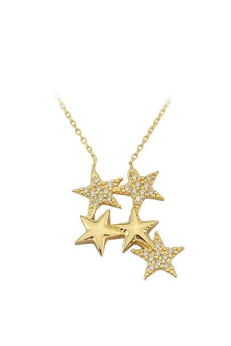 Solid Gold Multiple Star Necklace | 14K (585) | 2.21 gr